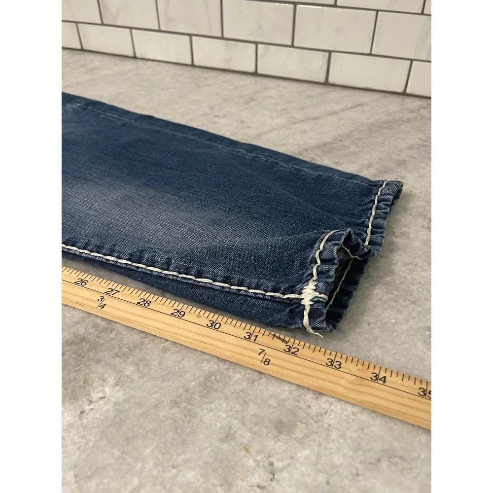 True Religion Jeans Mens 44 Blue Ricky Relaxed Straight Super T Stitching